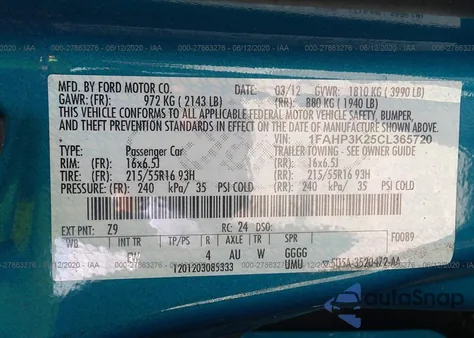 2012 Ford Focus Se from USA, damaged, VIN 1FAHP3K25CL365720